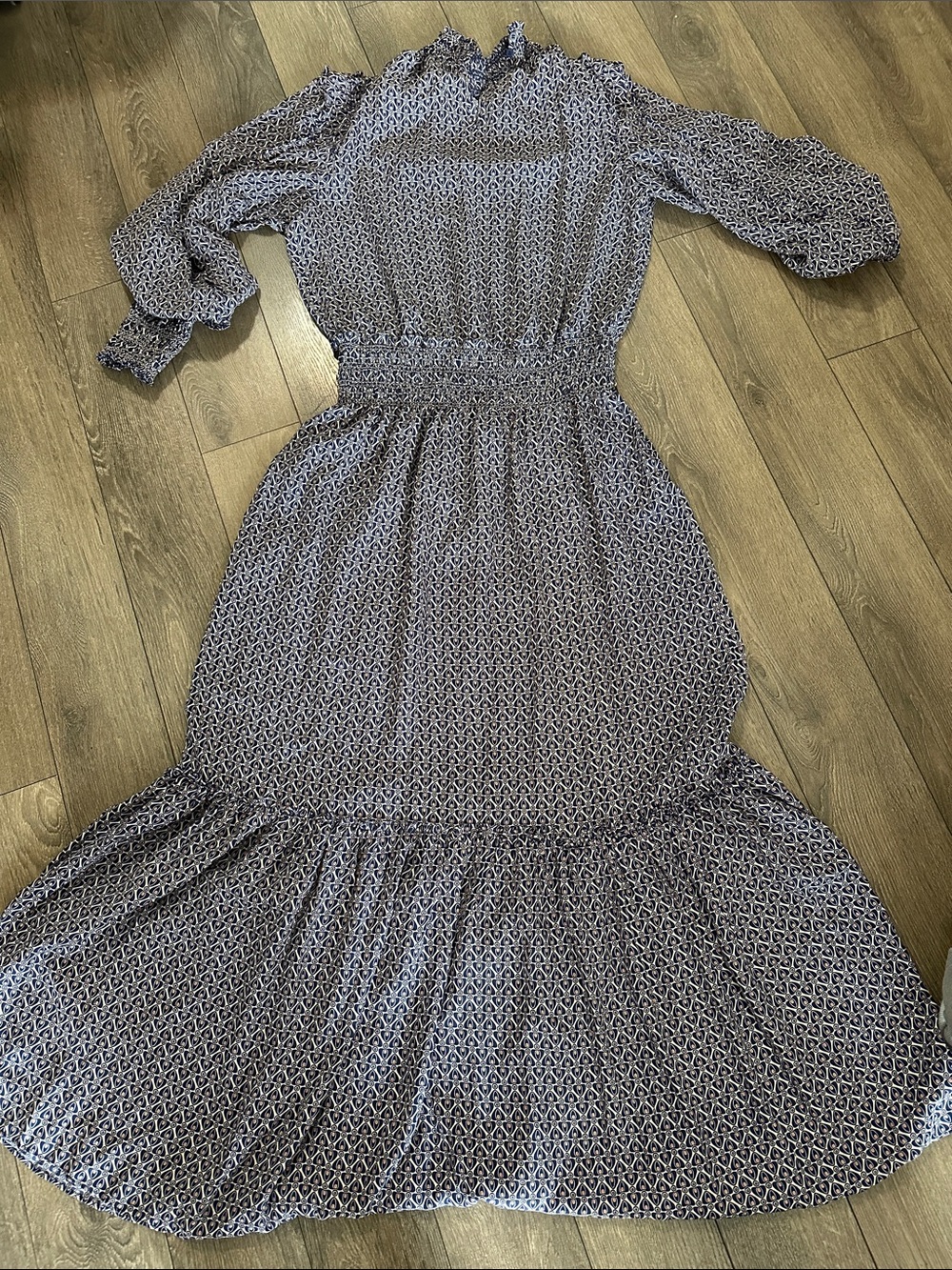 Max Studio Purple Printed Smocked Maxi Dress